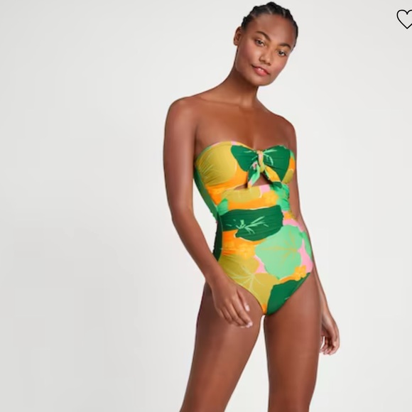 Kate Spade Cucumber Floral Tie Bandeau One-Piece - Picture 2 of 6